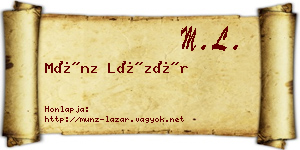 Münz Lázár névjegykártya